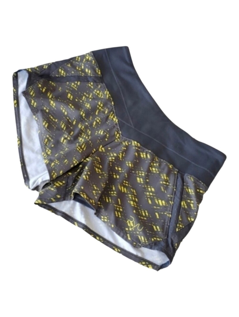 RYU Women's Blazing Yellow Grey Stellar Athletic Running Shorts Stretch S
